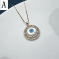 Evil Eye Necklace with Shell and Zircon Round Heart Jewelry