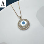 Evil Eye Necklace with Shell and Zircon Round Heart Jewelry