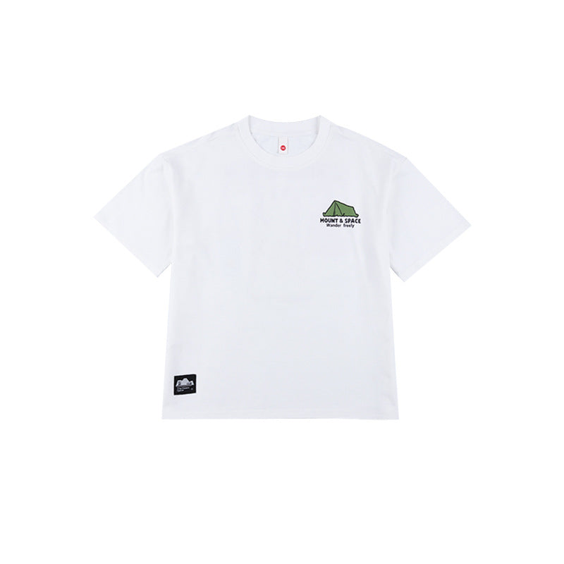 Outdoor-style graphic short-sleeve top for older children