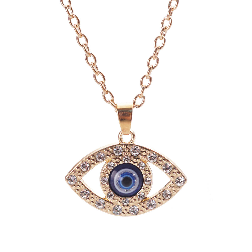 Blue Micro-Pavé Zircon Evil Eye Necklace