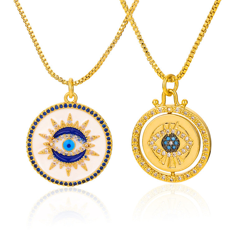 Evil Eye Necklace, Colorfast Turkish Oil Drop Pendant