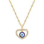 Titanium Steel Heart-Shaped Evil Eye Versatile Clavicle Chain