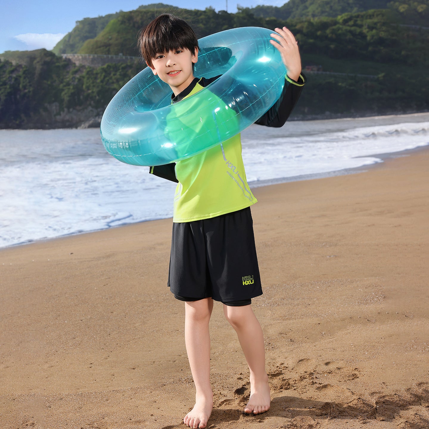 Antibacterial chlorine-resistant quick-drying sunscreen boys swimwear