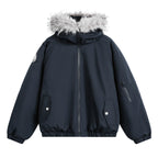 Removable fur collar hooded cotton clothes men's winter thickened warm tooling pie to overcome water splashing short wide cotton coat