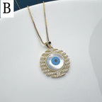 Evil Eye Necklace with Shell and Zircon Pendant