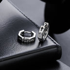 Unisex Titanium Steel Hoop Earrings with Cut-out Cross and Hexagonal Design