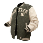 Autumn and winter men's vintage leather jacket, tie-dye embroidered aviator baseball jacket