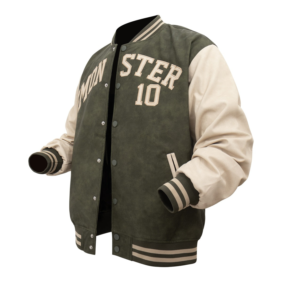 Autumn and winter men's vintage leather jacket, tie-dye embroidered aviator baseball jacket