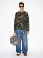 Street‑Style Waffle Knit Camo Long‑Sleeve T‑Shirt