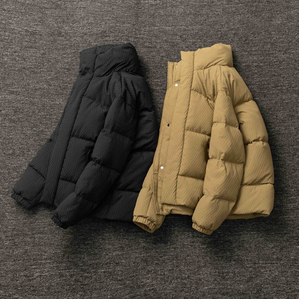 Men's Winter New Down Jacket - High-End Stand Collar Leather-Trim Pockets