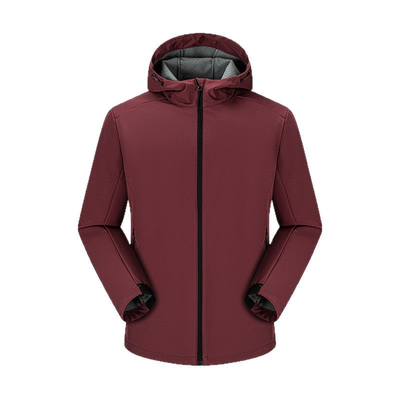Waterproof Thick Softshell Jacket, Unisex Couples Hooded Outdoor Winter Coat