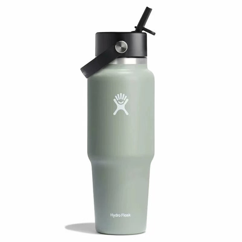 Hydro Flask Large‑Capacity 304 Stainless Steel Vacuum Insulated Tumbler with Carry Handle & Straw Lid for Sports Outdoor