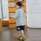 Boys 3D Striped Quick-Dry Short Sleeve T-Shirts