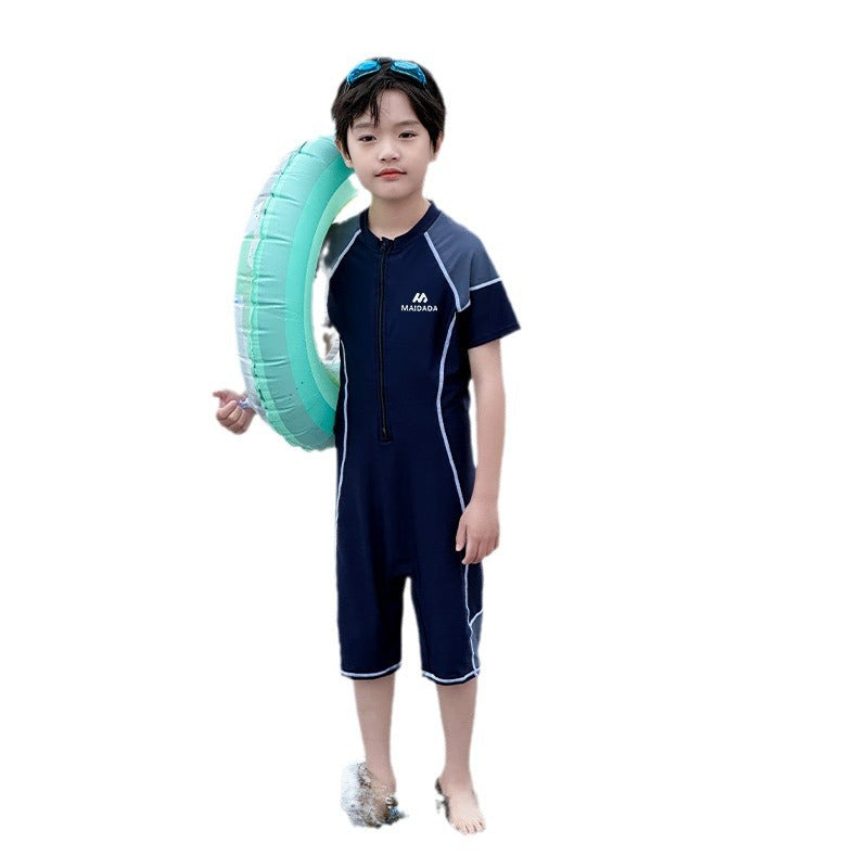 Boys' sunscreen one-piece swimsuit UPF50 + 7A antibacterial