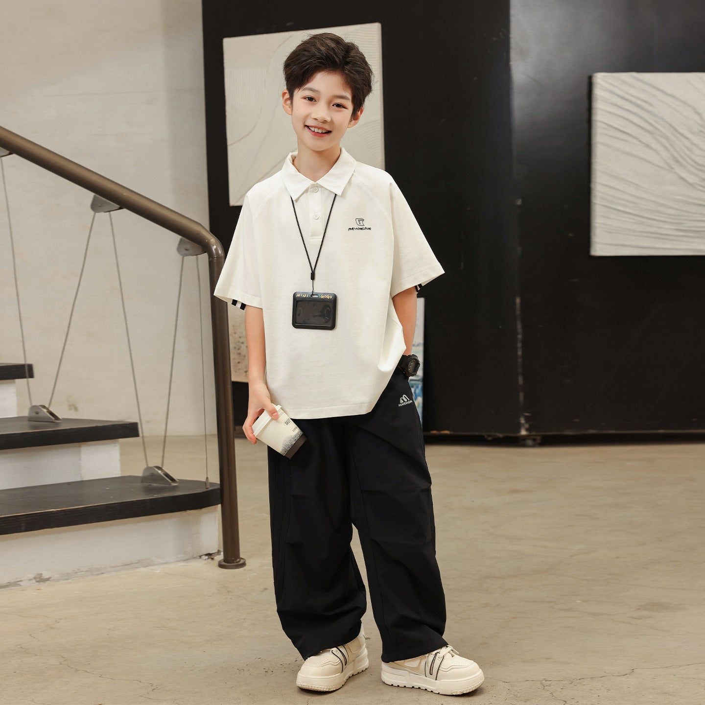 Big Boys Embroidery Loose Fit Casual Pants All Match Kids Trousers
