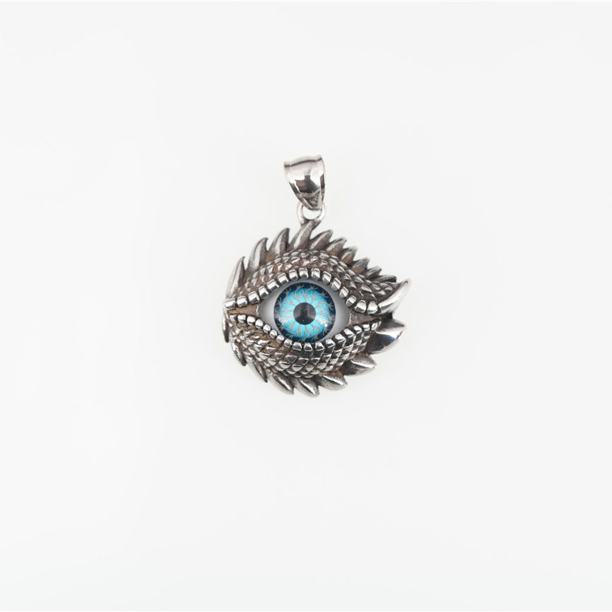 Titanium Steel & Diamond-Inlaid Evil Eye Pendant Hip-Hop Necklace