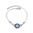 Mixed-color diamond-encrusted evil eye bracelet, stainless steel jewelry