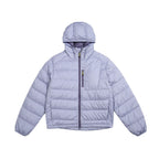 Lightweight contrasting color hooded down jacket