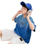 Pure Cotton Gradient Tie-Dye Boys Short Sleeve T-Shirt