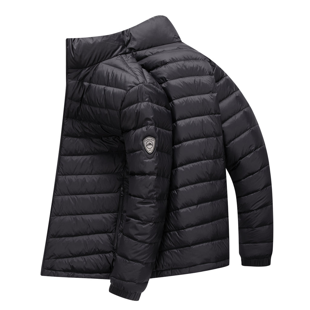Trendy Lightweight Men's Down Jacket - Winter Stand Collar Solid Color Versatile Warm