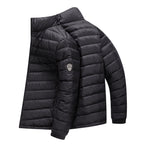 Trendy Lightweight Men's Down Jacket - Winter Stand Collar Solid Color Versatile Warm