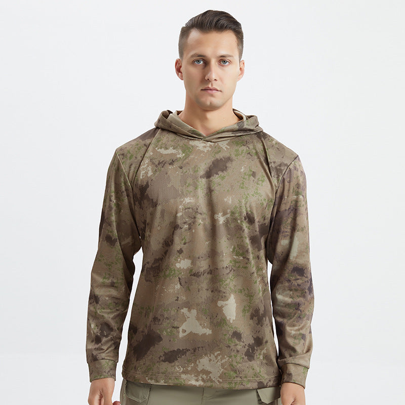 Men Lightweight Camo Long Sleeve Quick Dry Outdoor Sun Protection Tee