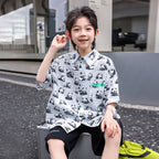 Boys' Pure Cotton Short-Sleeve Panda Shirt