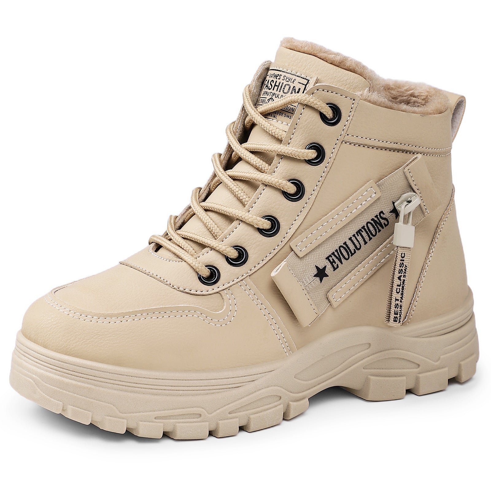 Women's New Mid-Calf Snow Boots - Stylish Fleece-Lined Thickened Waterproof Lace-Up