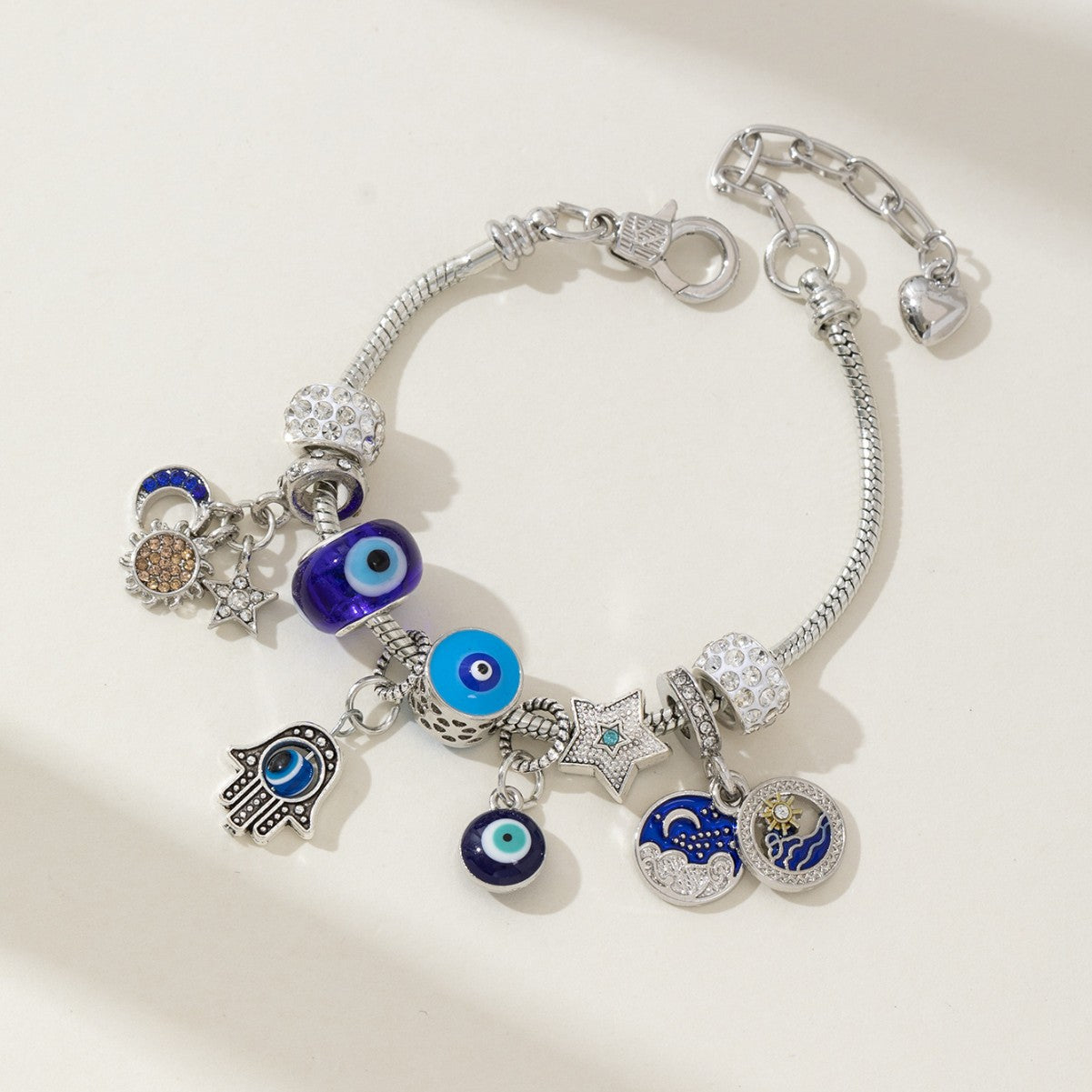 DIY Beaded Bracelet with Evil Eye and God's Hand Design