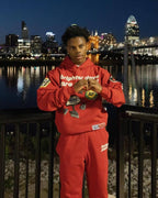 BrokenPlanet Oversized Foam Print Fleece Streetwear Set, Zip Hoodie + Sweatpants