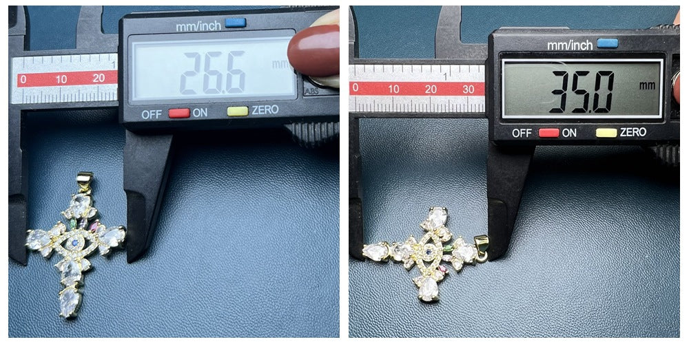 Zircon Evil Eye Cross Pendant Necklace