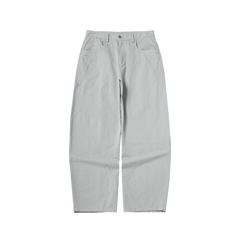 Men's Asut Dyed Curved Workwear Pants, Fall Cotton Vintage Boxy Fit Casual Trousers