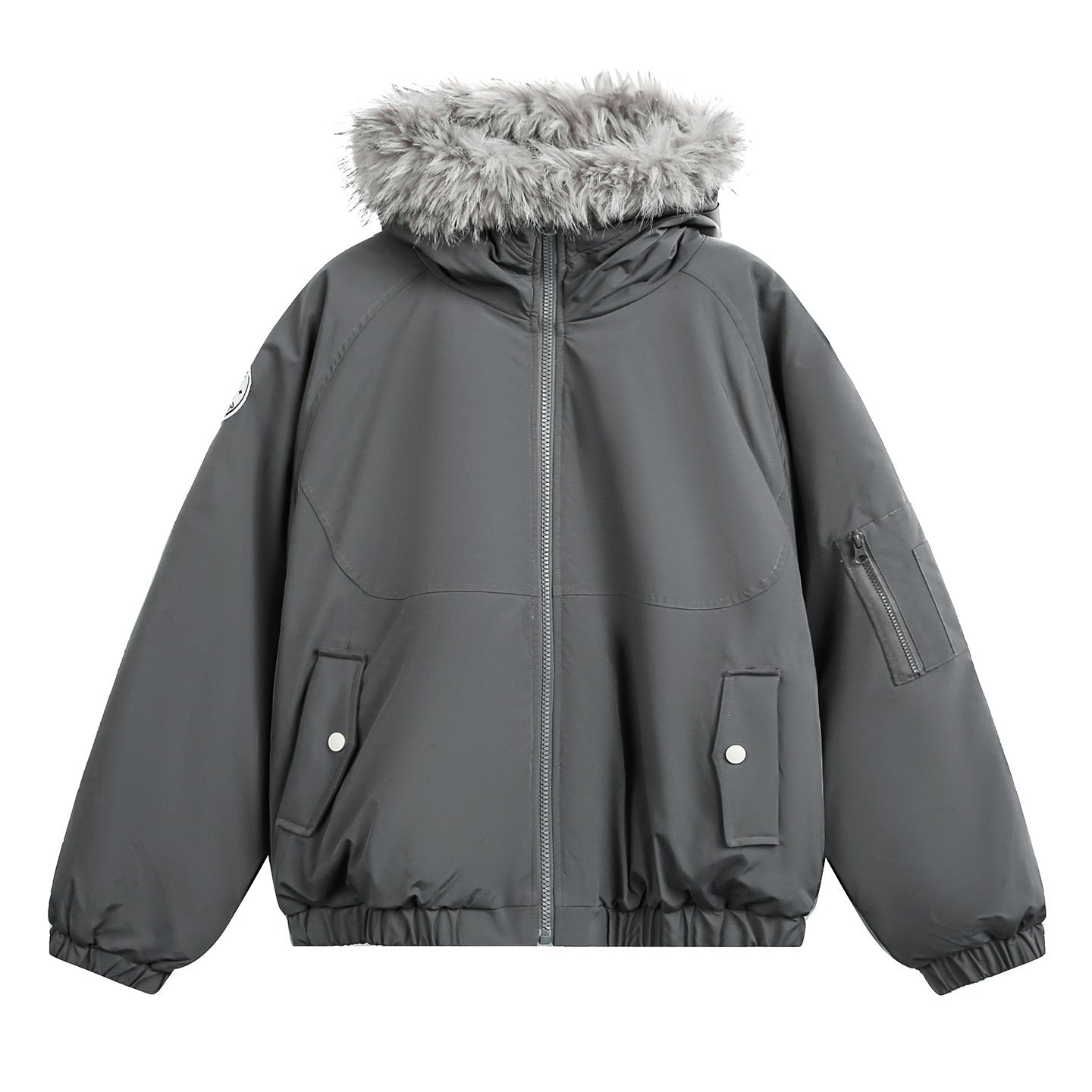 Removable fur collar hooded cotton clothes men's winter thickened warm tooling pie to overcome water splashing short wide cotton coat