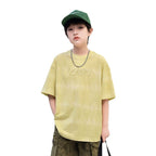 New Embossed Pure Cotton Breathable Short Sleeve T-Shirts for Boys