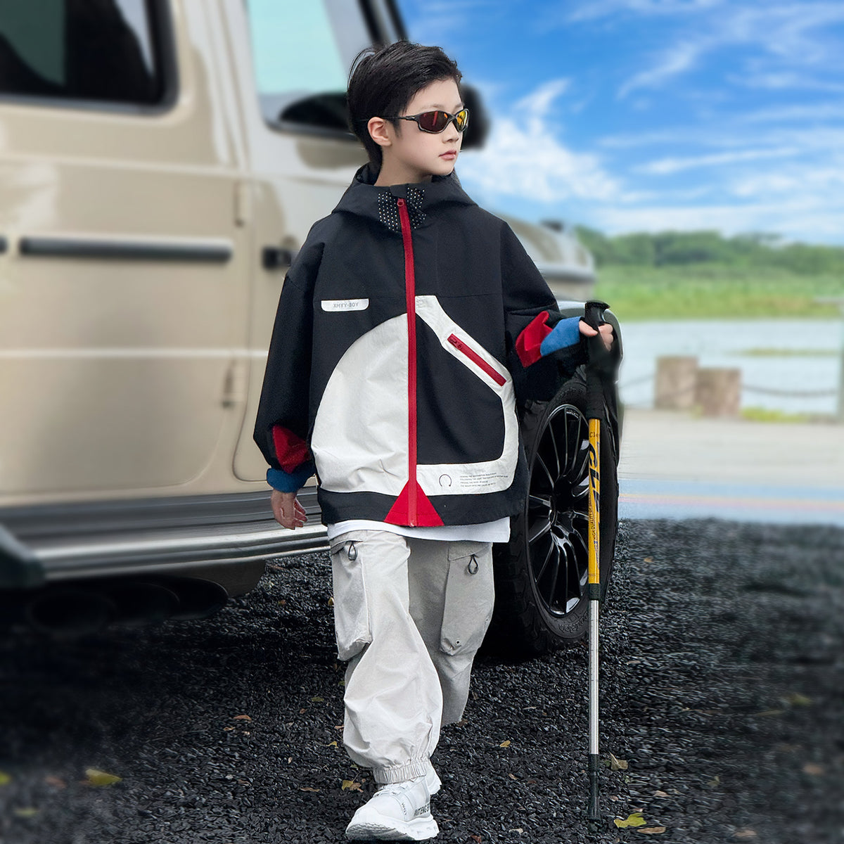 Boys Light Autumn Splicing Charge Jacket