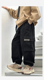 Boys Cotton Cargo Pants Big Pockets Casual Long Trousers for Kids