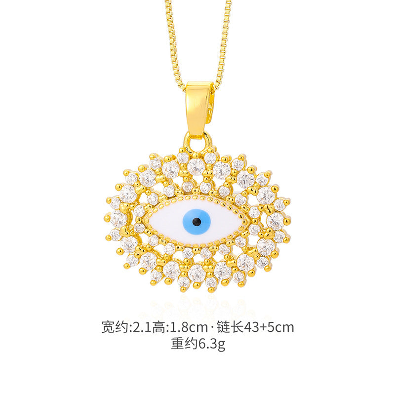 Evil Eye Necklace, Colorfast Turkish Oil Drop Pendant