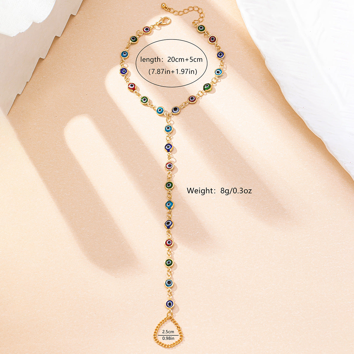 Evil Eye Anklet with Glazed Toe Ornaments