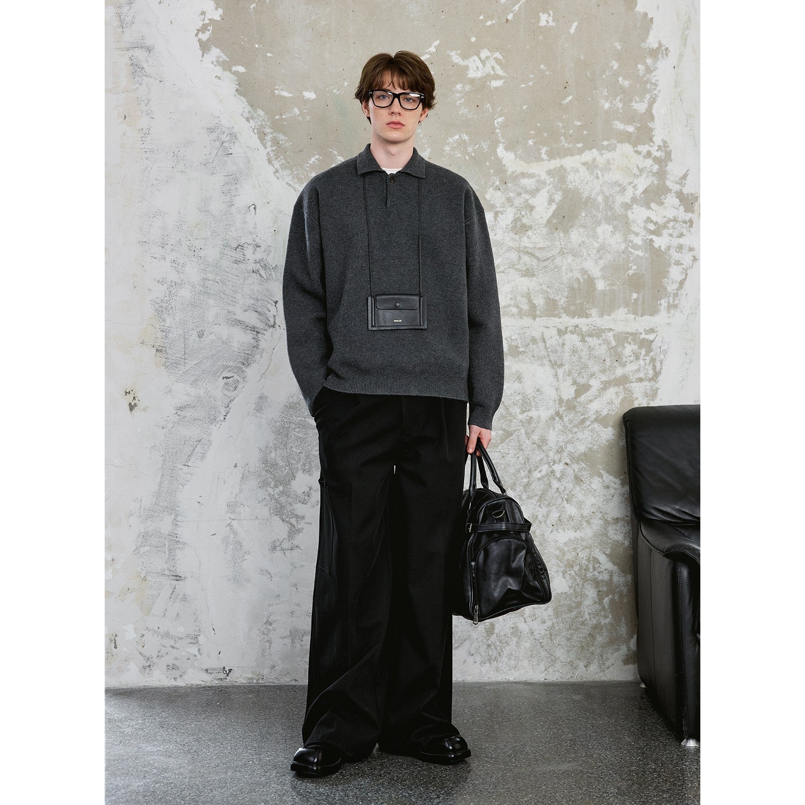 2025 winter old money style atmosphere! JTFS high-density thick men's and women's loose shirt collar small lapel knitted sweater