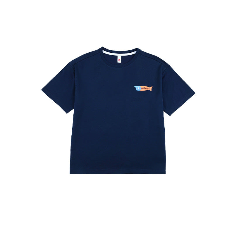Children's Outdoor-Style Short-Sleeve Tee with Wave Print