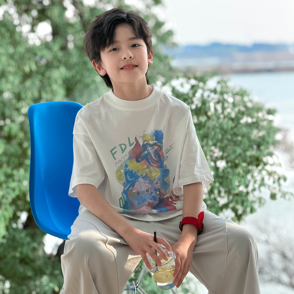 Kids Cartoon Graphic Casual Short Sleeve