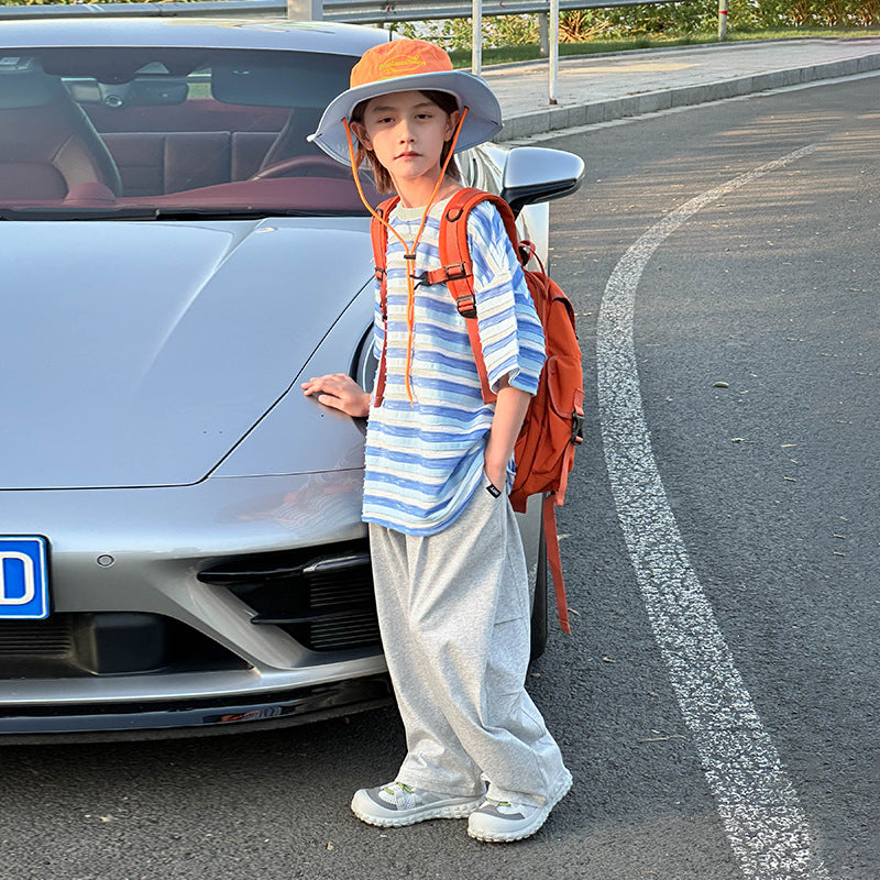 Kids Cool Feel Curved Pants Summer Straight Anti-Mosquito Pants