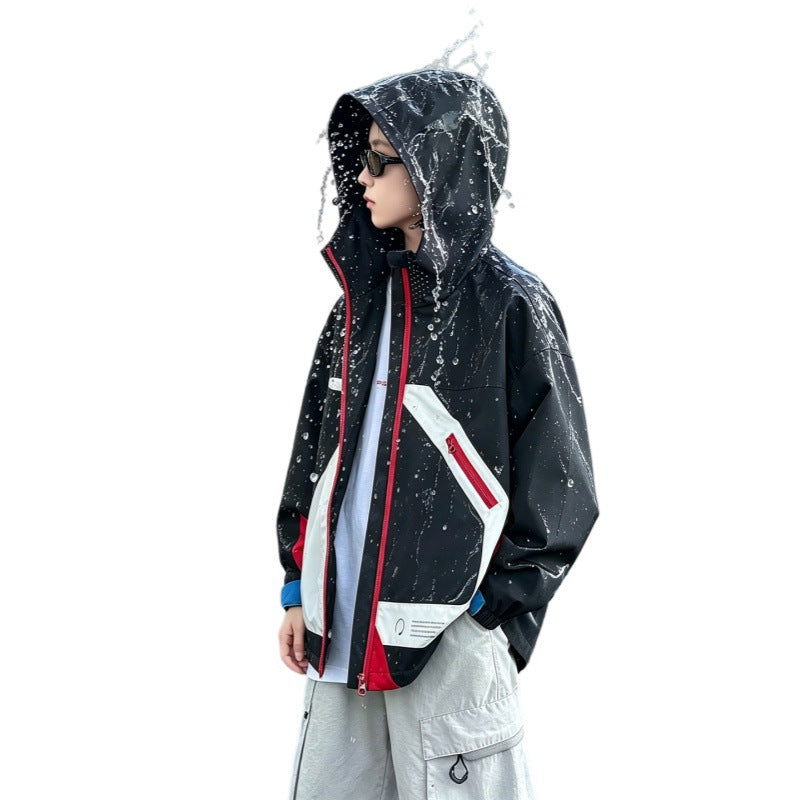 Boys Light Autumn Splicing Charge Jacket