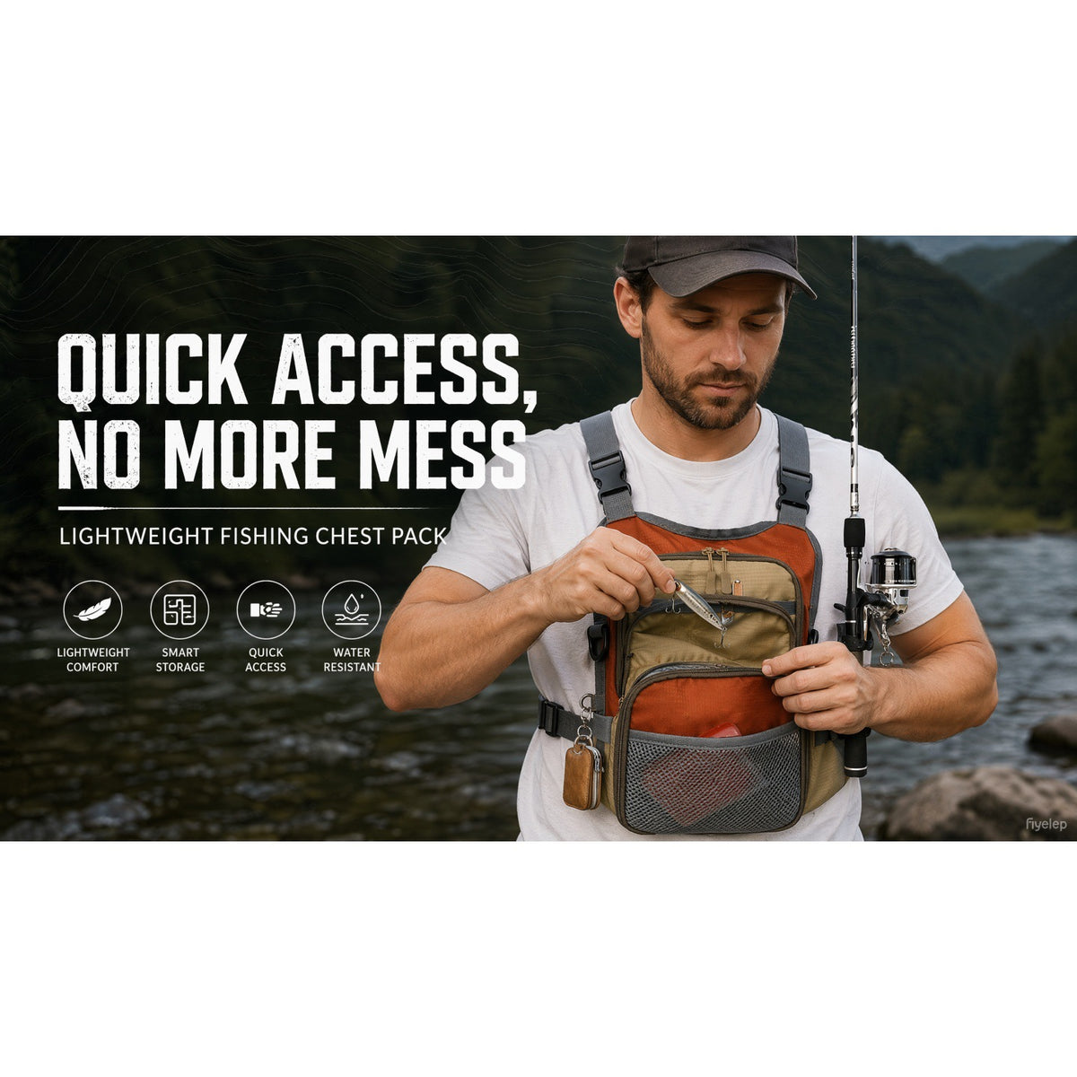 Lightweight Multifunctional Chest Vest Bag, Wear‑Resistant for Fishing Running Hiking Outdoor Sports