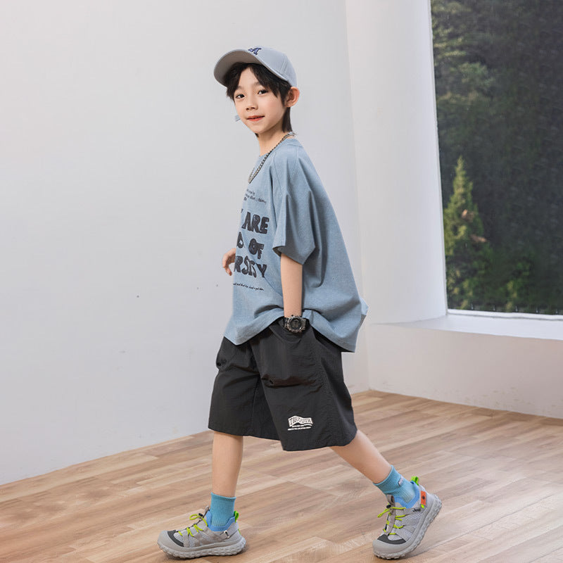 Boys' Pure Cotton Short-Sleeve T-Shirt Summer Printed Top for Kids