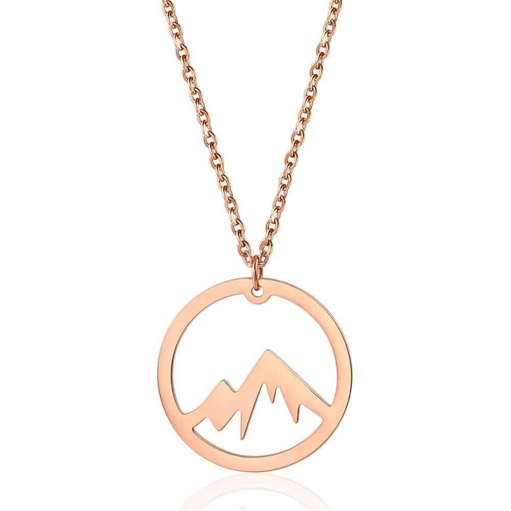 Nature Cast Metalworks Mountain In Circle Pendant Necklace