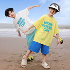 Color Block Print Cool Feel Boys 2PCS Short Sleeve Summer Sports Set
