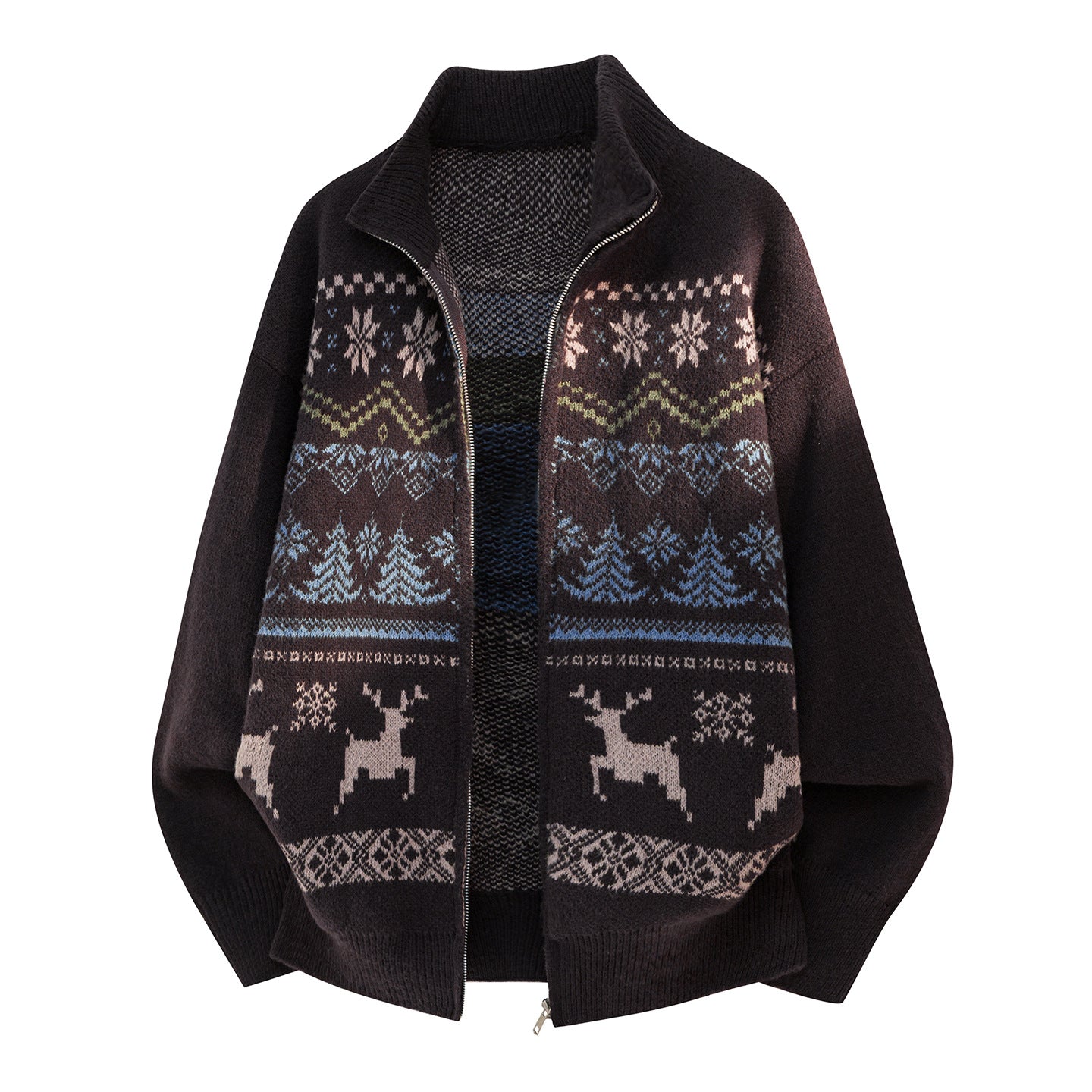 Autumn and winter new men's Fair Island jacquard cardigan, retro ethnic style soft waxy texture knitted coat