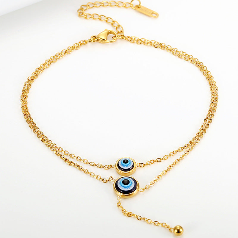 Evil Eye Anklet Titanium Steel Casual Foot Charm