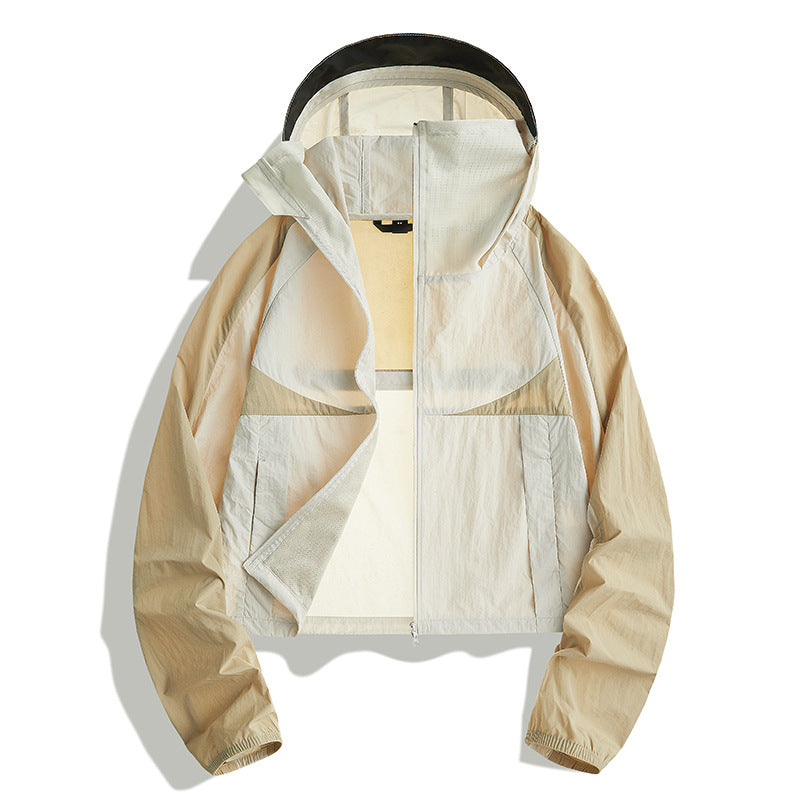 Women's Cropped Sun Protection Hooded Jacket, Summer Breathable Cool‑Feel Outdoor UV‑Proof Coat